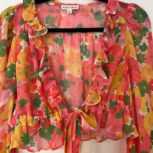 For Love and Lemons Floral ruffle cropped top